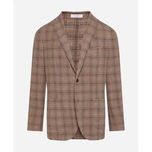 NEW BOGLIOLI men's casual blazer in tan/navy plaid